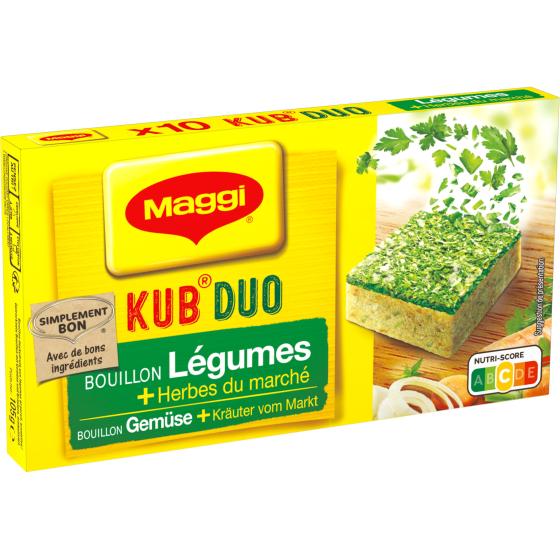 BOUILLON KUB DUO LEGUMES + HERBES DU MARCHE MAGGI 105G