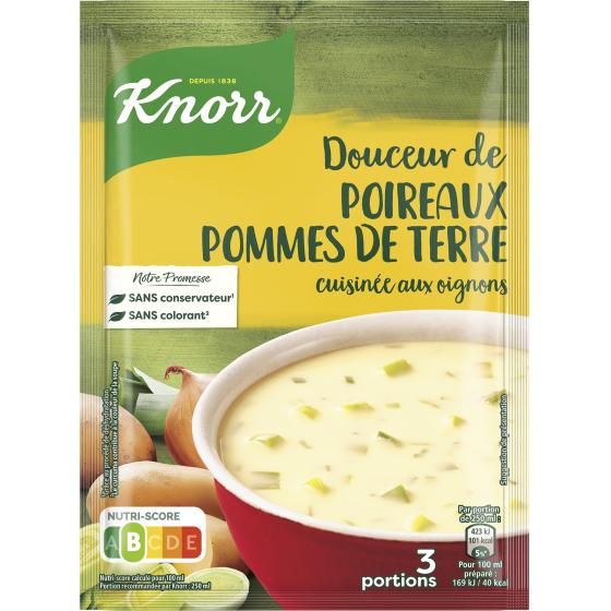 SOUPE DOUCEUR POIREAUX & POMMES DE TERRE 3 PORTIONS KNORR  80G