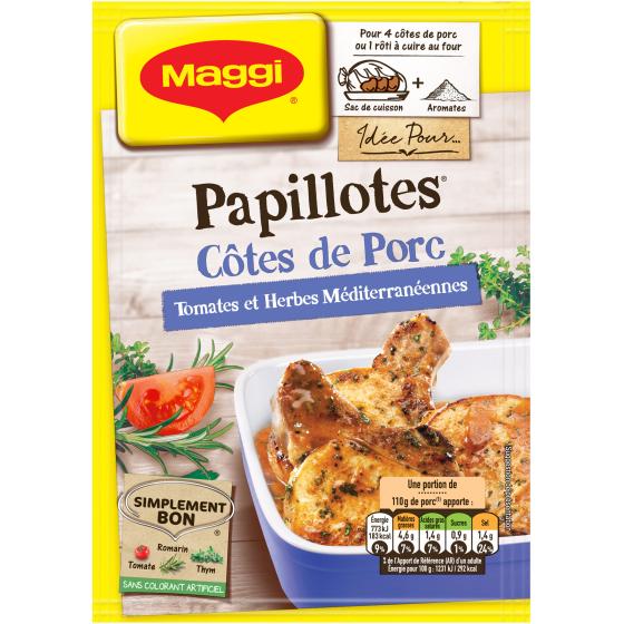 PAPILLOTES COTES DE PORC TOMATE ET HERBES MEDITERRANNEENNES MAGGI 34G