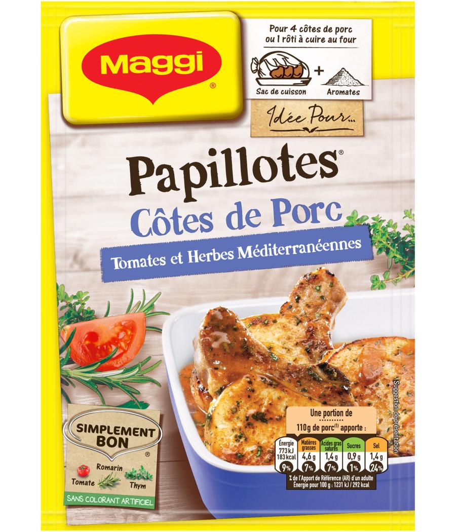 PAPILLOTES COTES DE PORC TOMATE ET HERBES MEDITERRANNEENNES MAGGI 34G