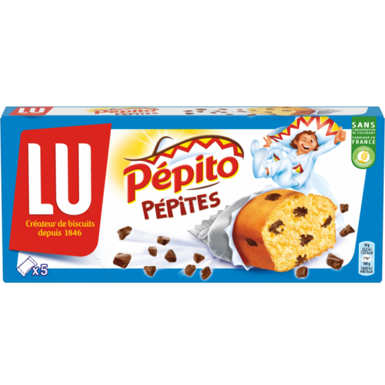 GATEAUX PEPITO FOURRES AUX  PEPITES DE  CHOCOLAT  LU 150G