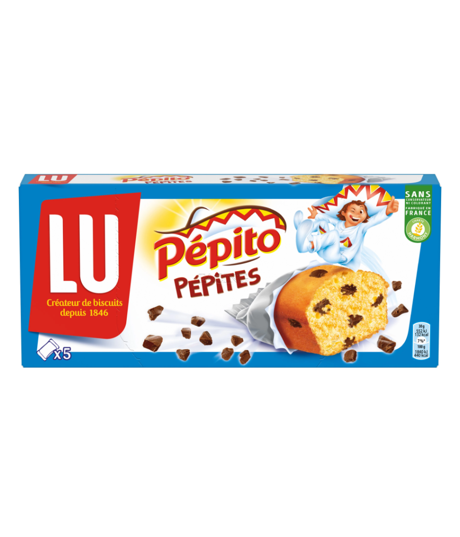 GATEAUX PEPITO FOURRES AUX  PEPITES DE  CHOCOLAT  LU 150G