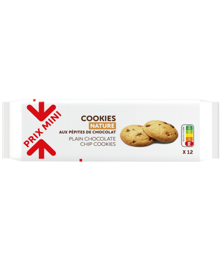 COOKIES NATURE AUX PEPITES DE CHOCOLAT TOP BUDGET  200G
