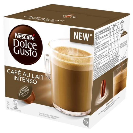 CAFE AU LAIT  NESCAFE DOLCE GUSTO  INTENSO X16 CAPSULES