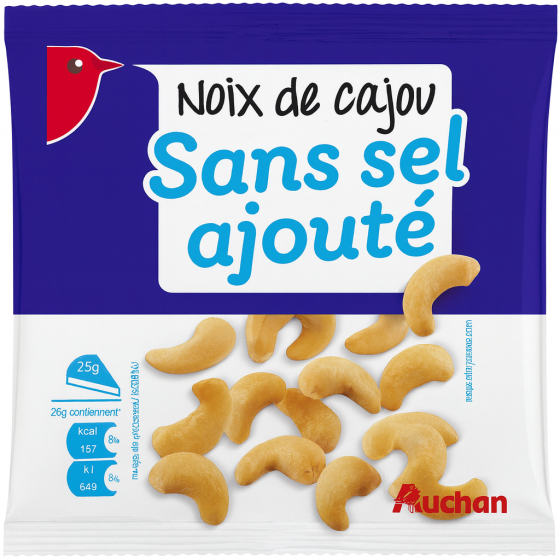 NOIX DE CAJOU SANS SEL AUCHAN 125G