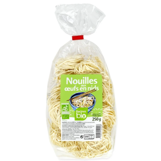 NOUILLES AUX OEUFS EN NIDS RACINES BIO 250G