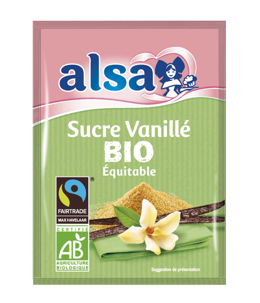 SUCRE VANILLE BIO EQUITABLE SUCRE DE CANNE ALSA 6 X 7,5G
