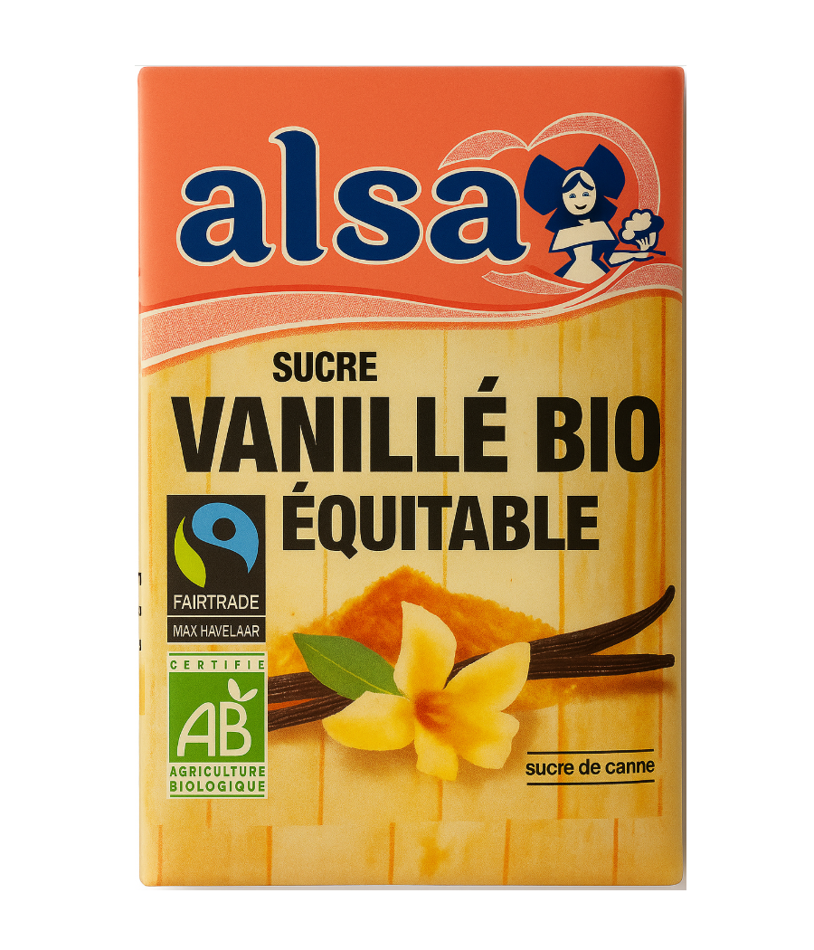 SUCRE VANILLE BIO EQUITABLE SUCRE DE CANNE ALSA 6 X 7,5G