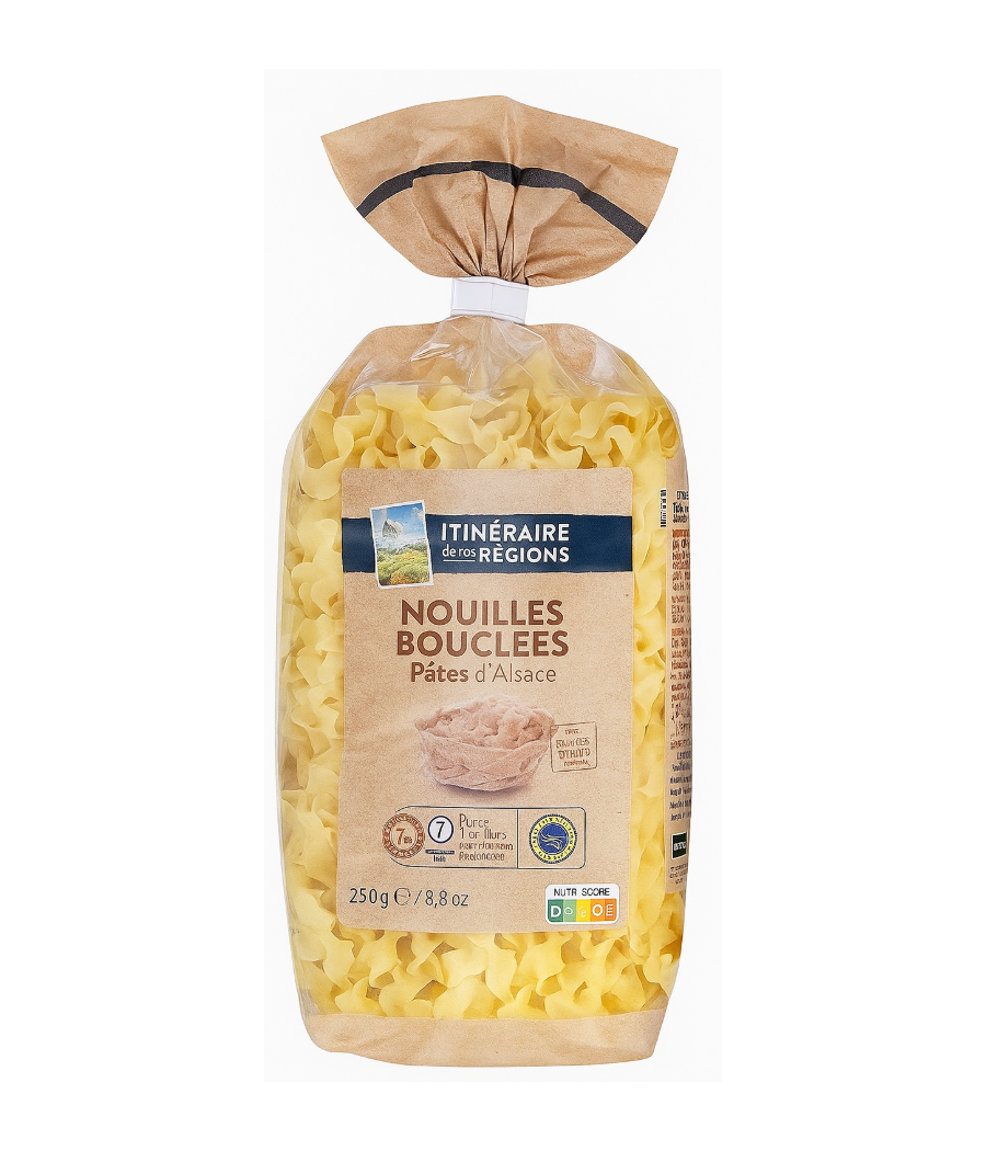 PATES ITINERAIRE DE NOS REGIONS SPAGHETTI, COQUILLETTES,  NOUILLES BOUCLEES, PENNE 250G