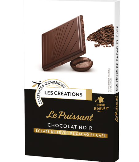 CHOCOLAT LES CREATIONS IVORIA TABLETTE DEGUSTATION CHOCOLAT NOIR ECLATS DE FEVES DE CACAO & CAFE 100G