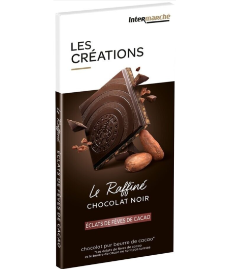 TABLETTE   CHOCOLAT NOIR AUX ECLATS DE FEVES DE CACAO INTERMARCHE  100G