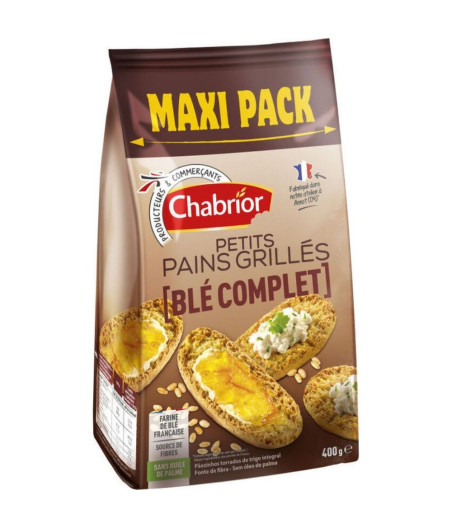 PAIN GRILLE AU BLE COMPLET CHABRIOR 400G