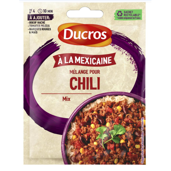FOND DE PLAT DUCROS MELANGE POUR CHILI MEXICAIN 20G