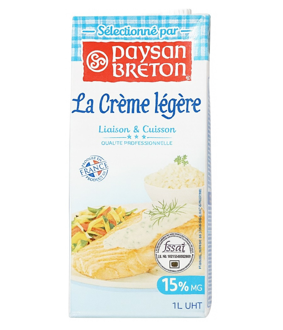 CRÈME LÉGÈRE PAYSAN BRETON 1L 15% MATIERE GRASSE