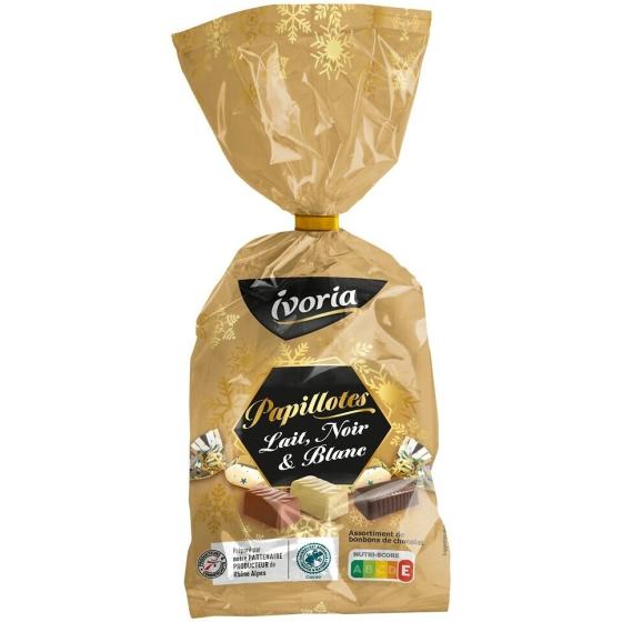 PAPILLOTES ADULTE ASSORTIMENT CHOCOLAT LAIT/NOIR/BLANC - 350G