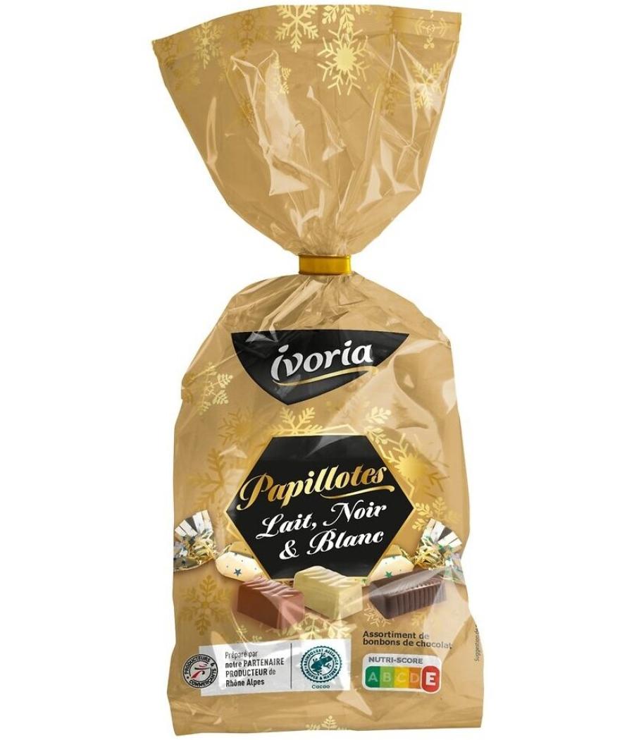 PAPILLOTES ADULTE ASSORTIMENT CHOCOLAT LAIT/NOIR/BLANC - 350G