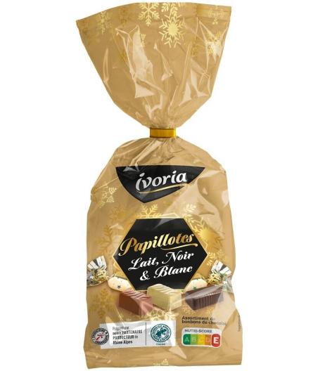 PAPILLOTES ADULTE ASSORTIMENT CHOCOLAT LAIT/NOIR/BLANC - 350G