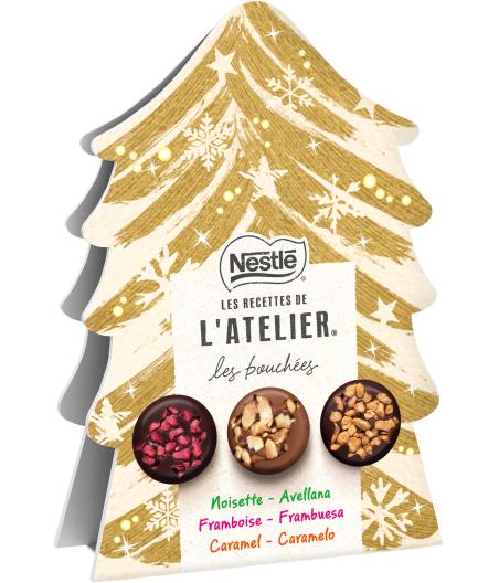 L'ATELIER LES BOUCHEES BOITE SAPIN LAIT ET NOIR NESTLE 162G
