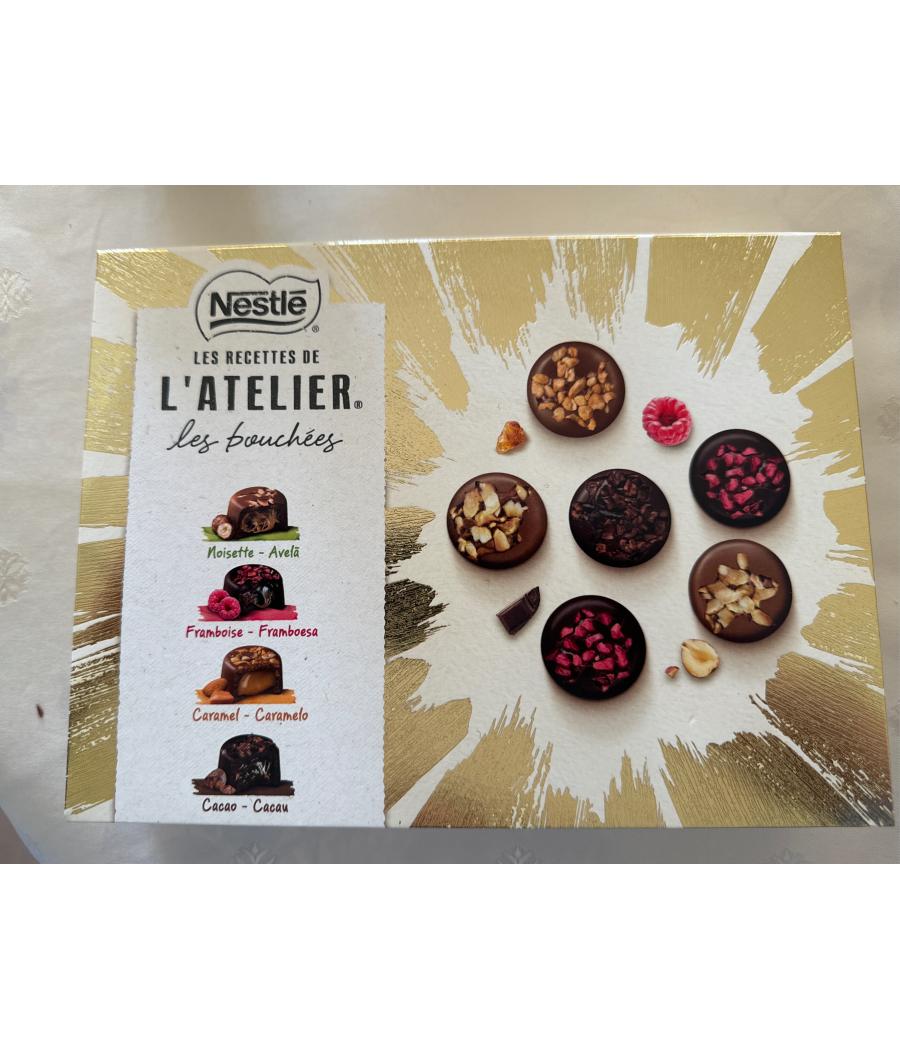 L’ATELIER LES BOUCHEES NOISETTE FRAMBOISE CARAMEL CACAO NESTLE 186G