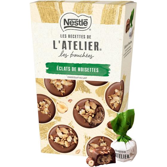 L'ATELIER LES BOUCHEES CHOCOLAT LAIT ET ECLATS DE NOISETTES NESTLE 262G