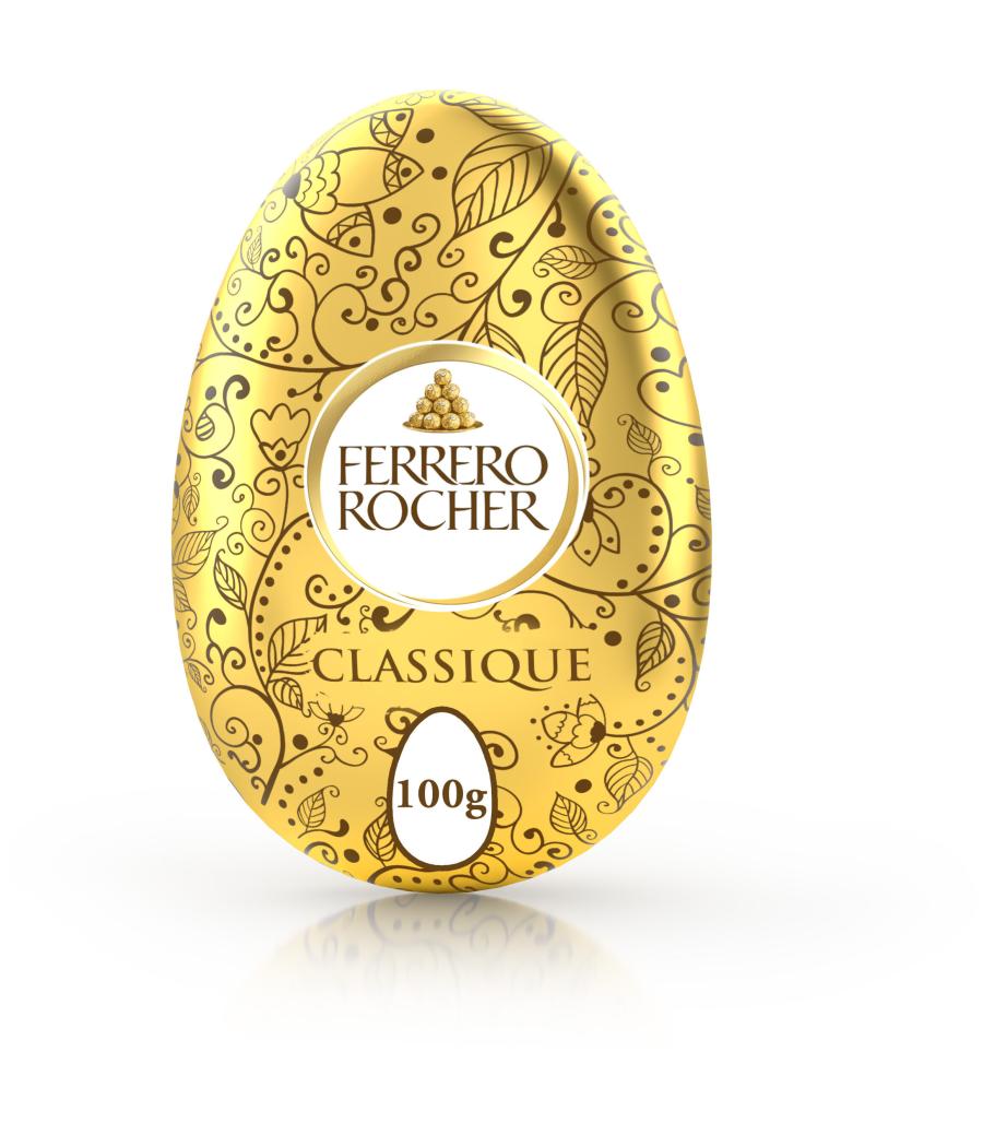 FERRERO ROCHER MOULAGE OEUF CHOCOLAT AU LAIT AVEC ECLATS DE NOISETTES 100G 100 G