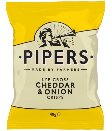 CHIPS CHEDDAR ET OIGNON PIPERS 40G