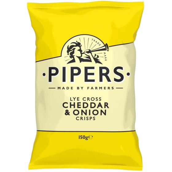 CHIPS PIPERS LYE CROSS CHEDDAR & OIGNION 150G