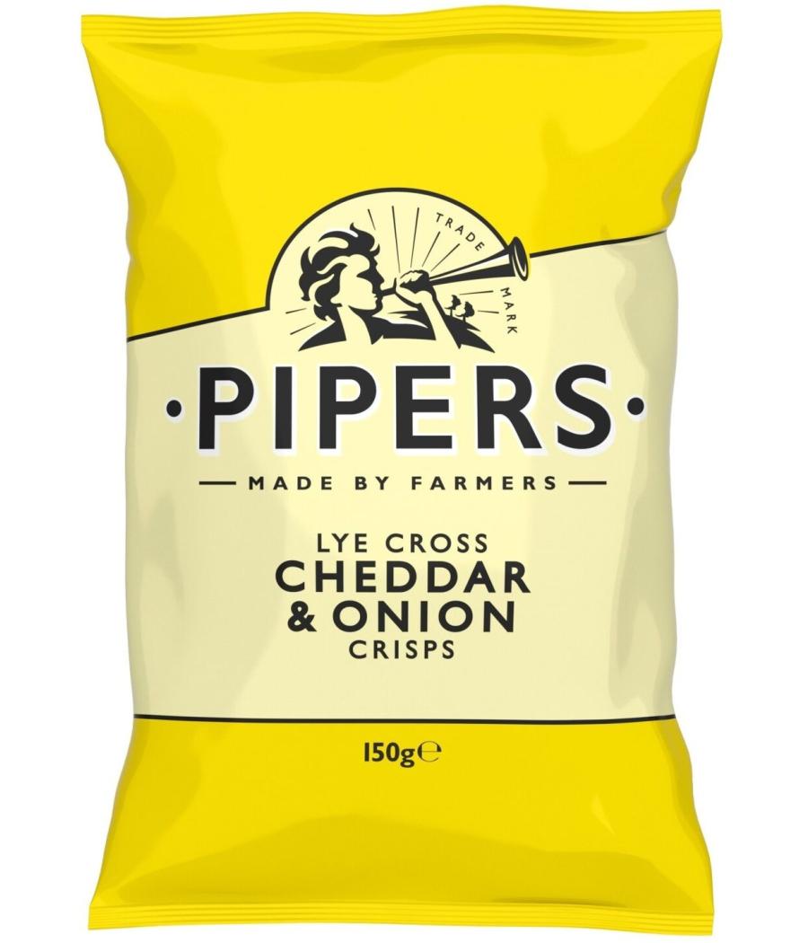 CHIPS PIPERS LYE CROSS CHEDDAR & OIGNION 150G