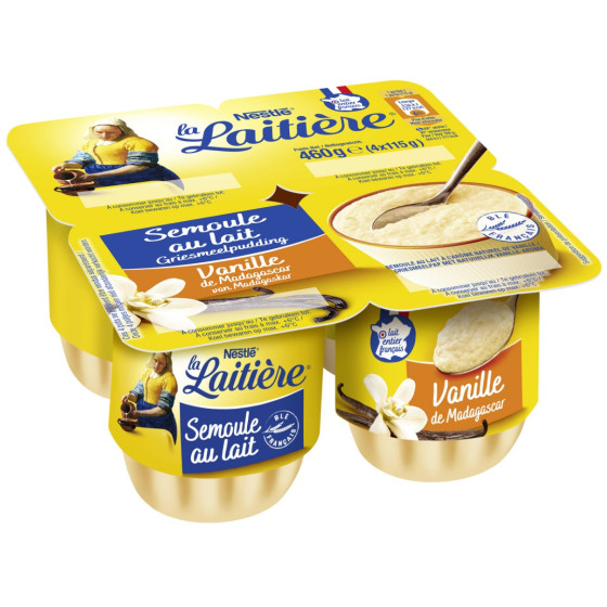 SEMOULE AU LAIT VANILLE LA LAITIERE 4X115G