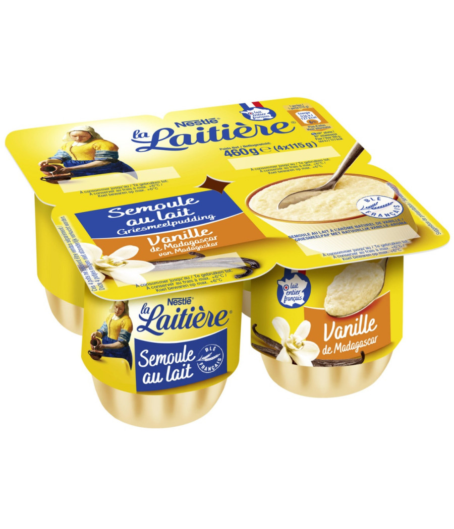 SEMOULE AU LAIT VANILLE LA LAITIERE 4X115G