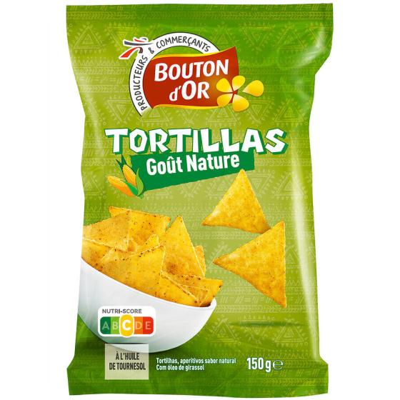 CHIPS TORTILLA NATURE BOUTON D'OR 150G
