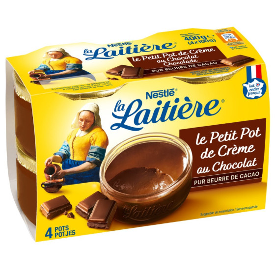 LE PETIT POT DE CREME AU CHOCOLAT LA LAITIERE 4 X 100G