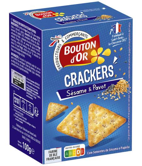 CRACKERS SESAME PAVOT BOUTON D'OR 100G
