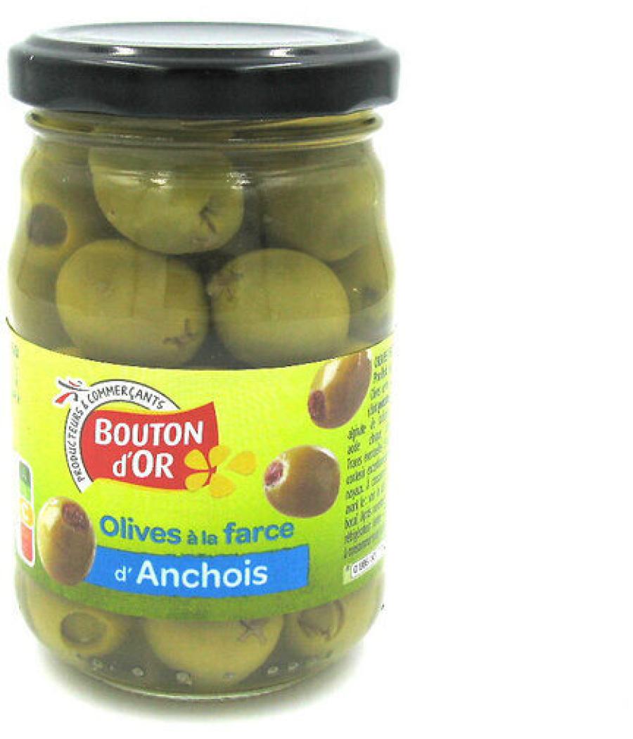 OLIVES A LA FARCE D'ANCHOIS BOUTON D'OR 120G