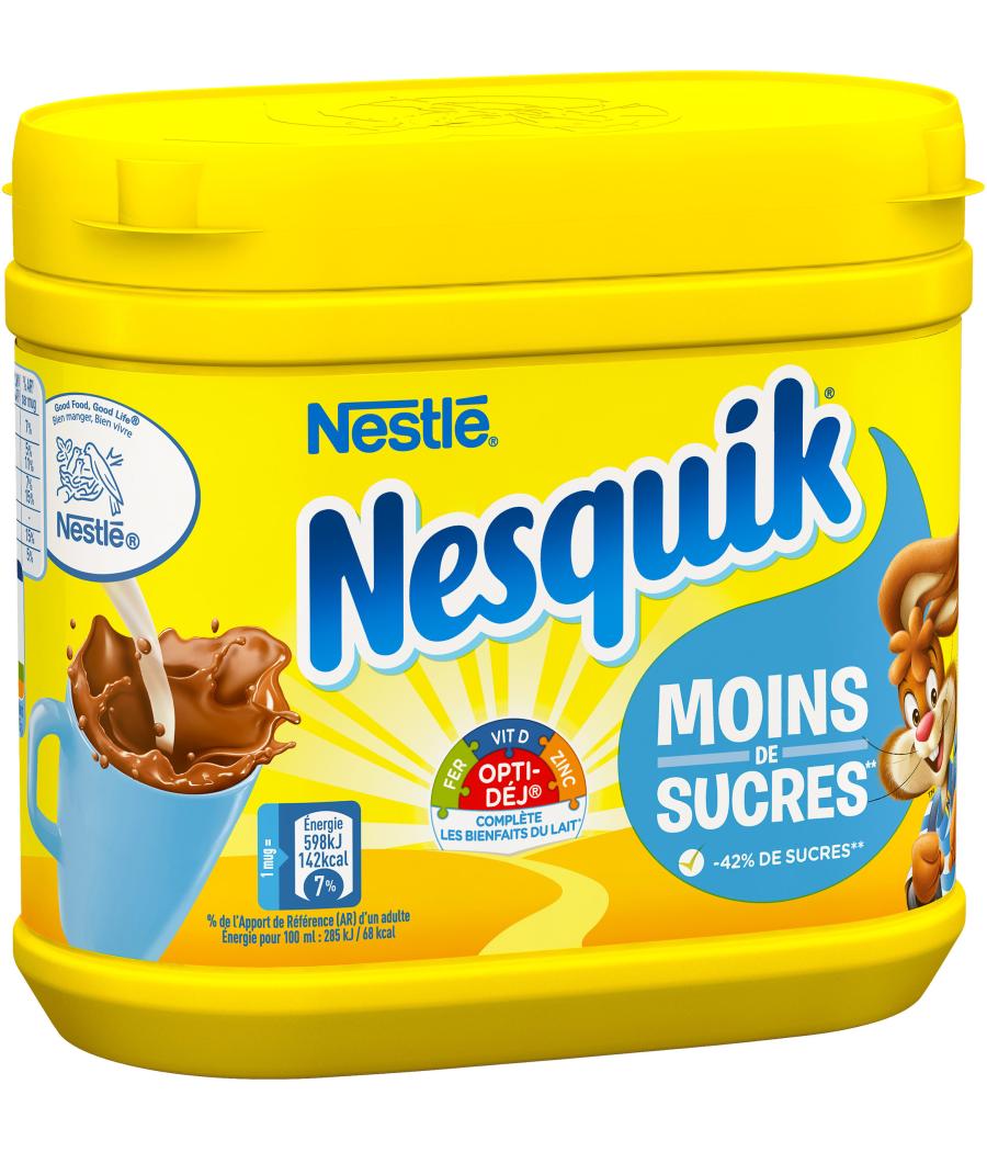 DOSETTE NESQUIK MOINS DE SUCRES POUDRE CACAOTEE BOITE 350G