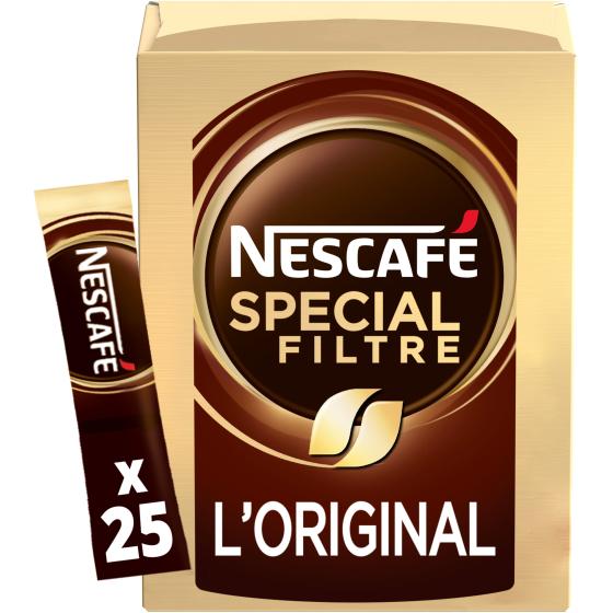 CAFE SOLUBLE SPECIAL FILTRE,NESCAFE  L'ORIGINAL, BOITE DE 25 STICKS 50G