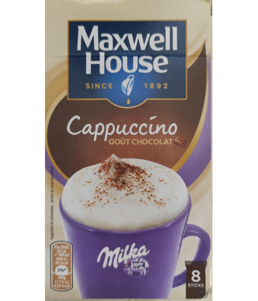 CAPPUCCINO GOUT CHOCOLAT MILKA MAXWELL HOUSE 8X22G