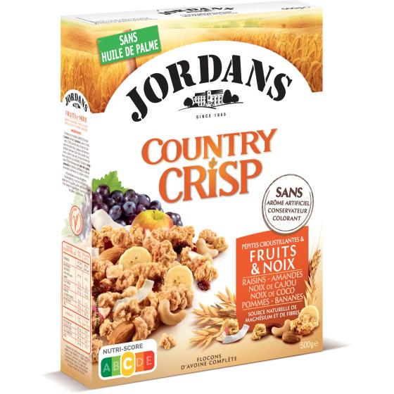 CEREALES COUNTRY CRISP FRUITS ET NOIX JORDANS 500G