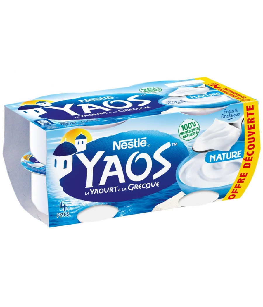 YAOURTS A LA GRECQUE NATURE YAOS NESTLE 4X150G