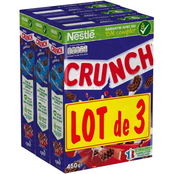 CEREALES PETIT DEJEUNER NESTLE 3X450G CRUNCH1350G