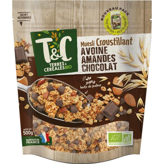 MUESLI AVOINE AMANDES CHOCOLAT 500G