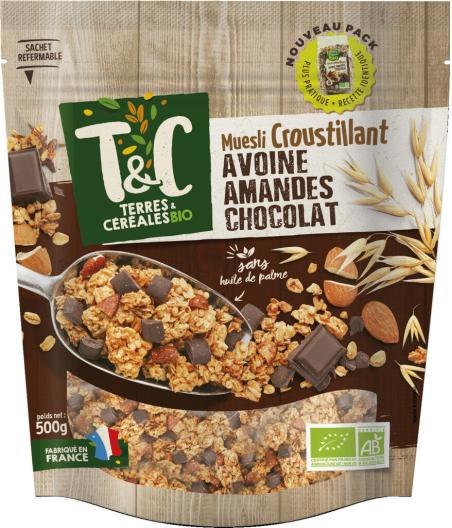 MUESLI AVOINE AMANDES CHOCOLAT 500G