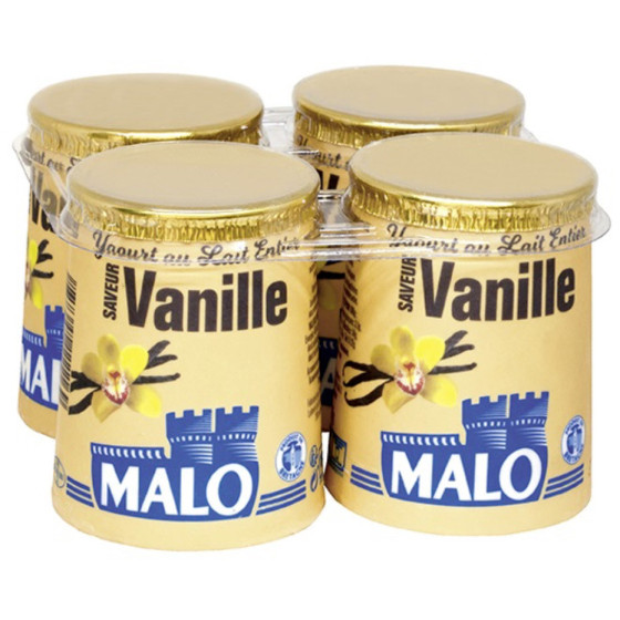 YAOURTS AU LAIT ENTIER SAVEUR VANILLE MALO 4X125G