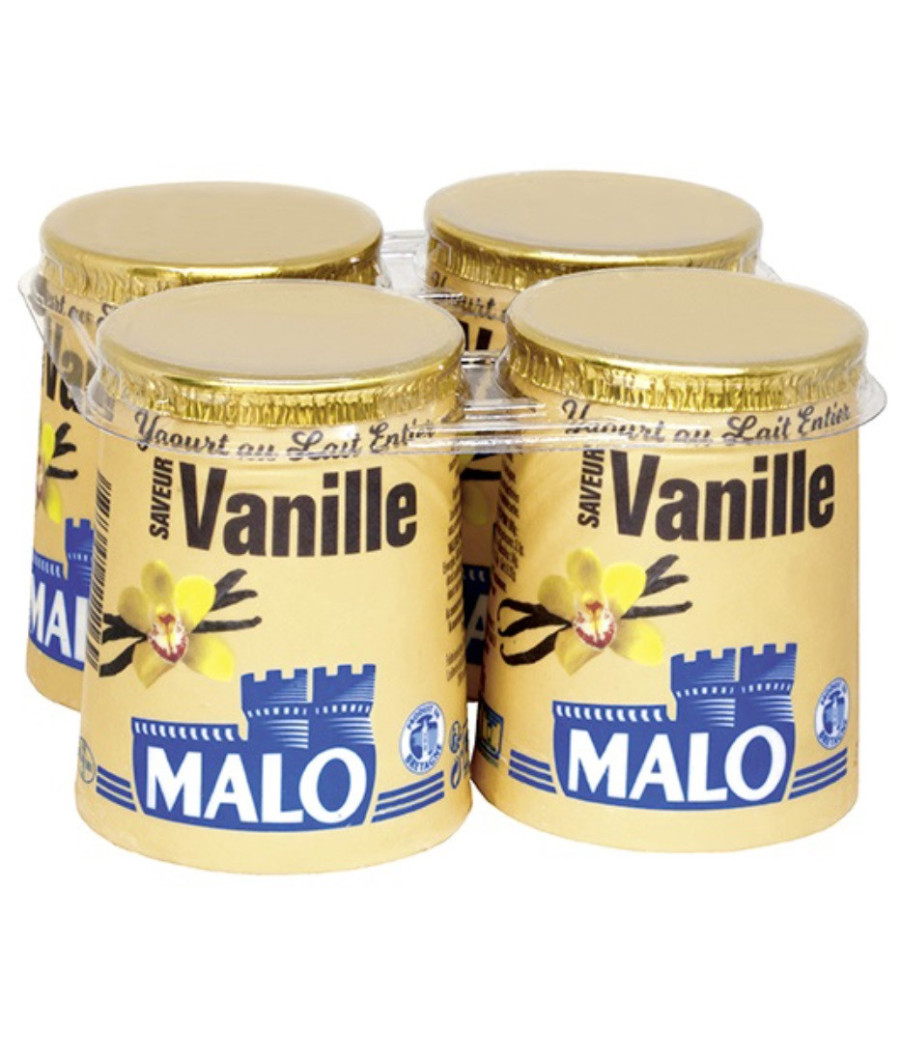 YAOURTS AU LAIT ENTIER SAVEUR VANILLE MALO 4X125G