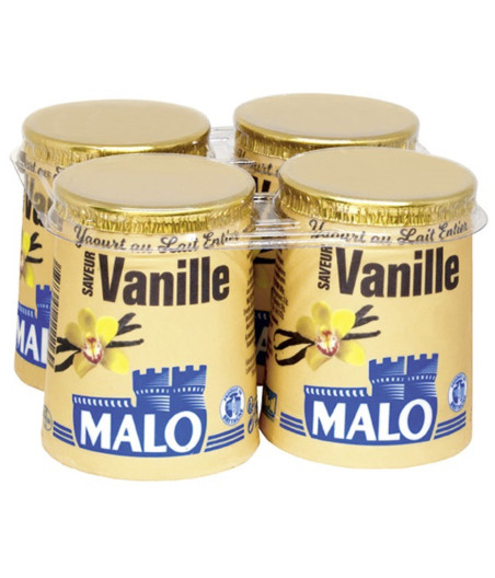 YAOURTS AU LAIT ENTIER SAVEUR VANILLE MALO 4X125G