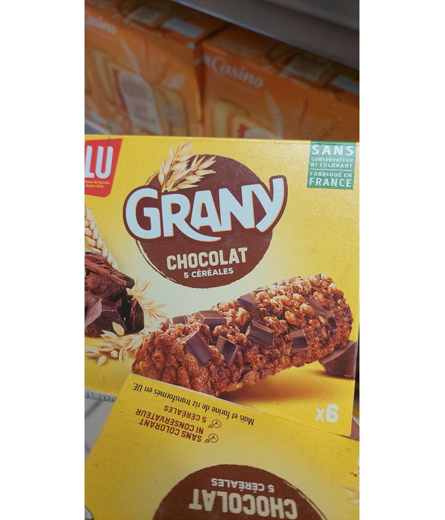 GRANY CHOCOLATE 5 CEREALS BAR X6, LU  125G