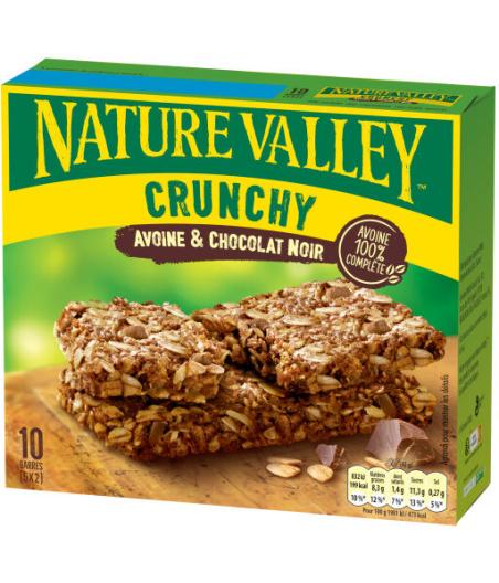 BARRE CRUNCHY AVOINE & CHOCOLAT NOIR NATURE VALLEY 210G