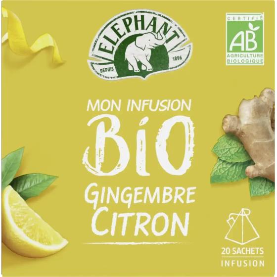 INFUSION BIO GINGEMBRE CITRON ELEPHANT 20 SACHETS 34G