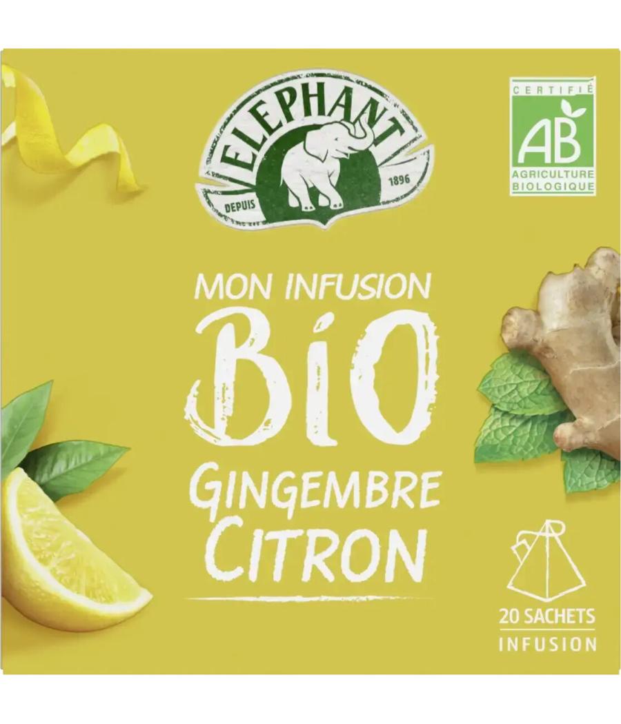 INFUSION BIO GINGEMBRE CITRON ELEPHANT 20 SACHETS 34G