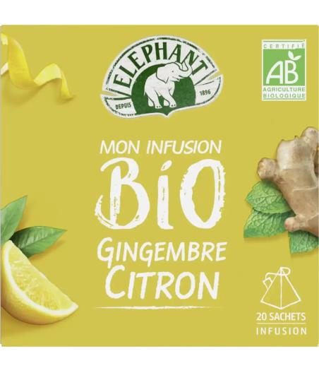 INFUSION BIO GINGEMBRE CITRON ELEPHANT 20 SACHETS 34G